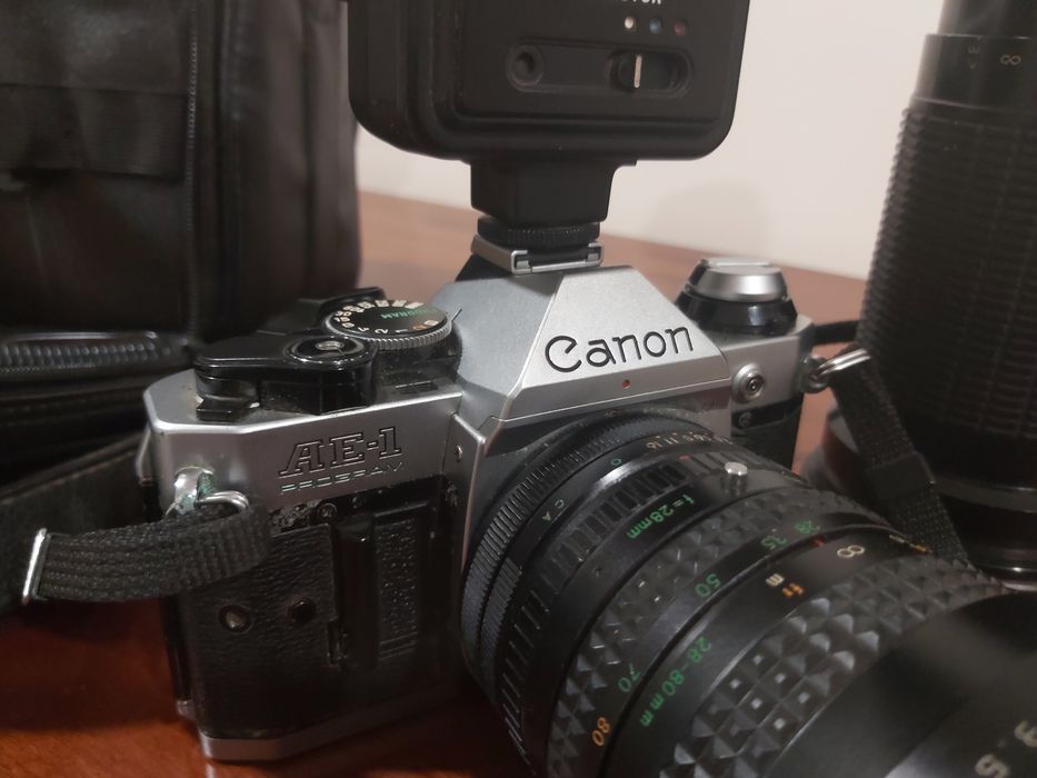 Conjunto fotografia Câmara Canon AE-1