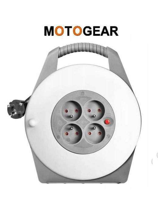 Przedłużacz Bębnowy 4 gniazda z Uziemieniem Zwijany Kabel PVC 900W 10m