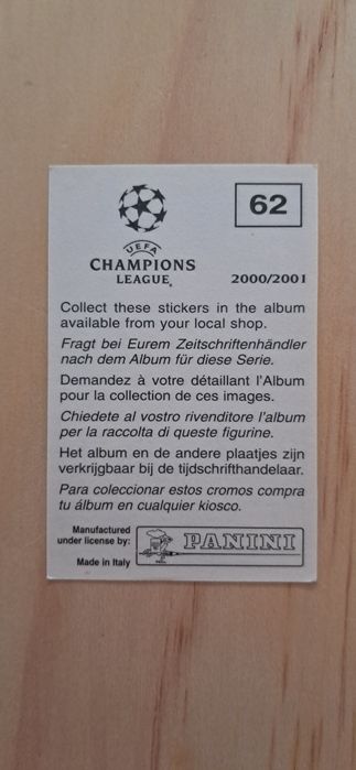 Cromo futebol de Rui Jorge(Uefa Champions League)da Panini