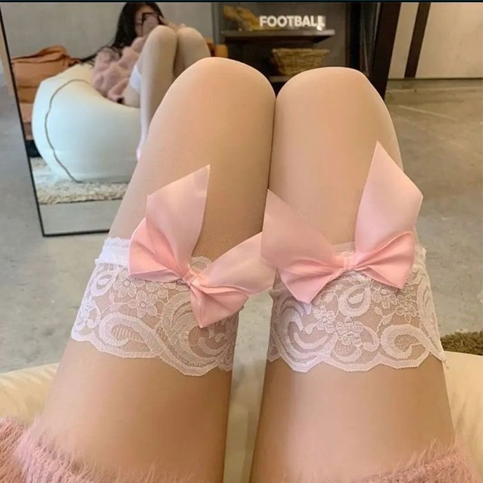 Podkolanówki zakolanówki cienkie kokarda