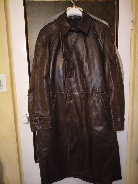 Elegancki męski płaszcz z naturalnej skóry r. XL
