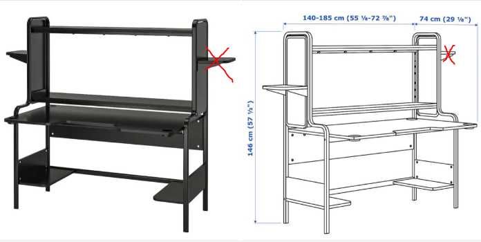 Secretária gaming IKEA FREDDE preto 140-185 cm – Excelente estado