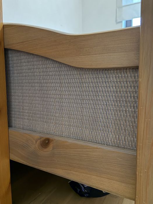 Lozko lite drewno sosnowe 120x200, ratan, bejca