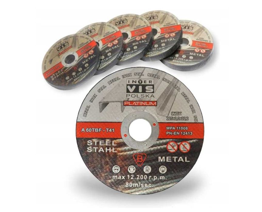 Promocja! Nowe tarcze do cięcia metalu 125×1 mm — komplet 50 sztuk