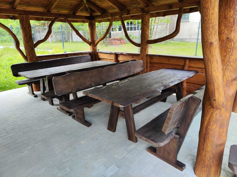 Meble ogrodowe drewniane góralskie biesiadne LITE DREWNO :