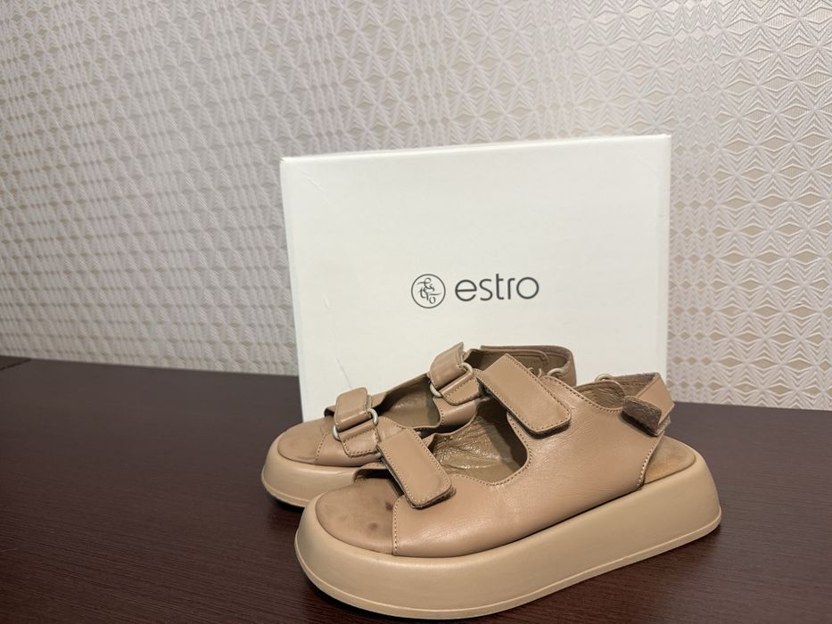 Шкіряні сандалі босоніжки Estro на платформі 36розмір (Нюдові / Бежеві)