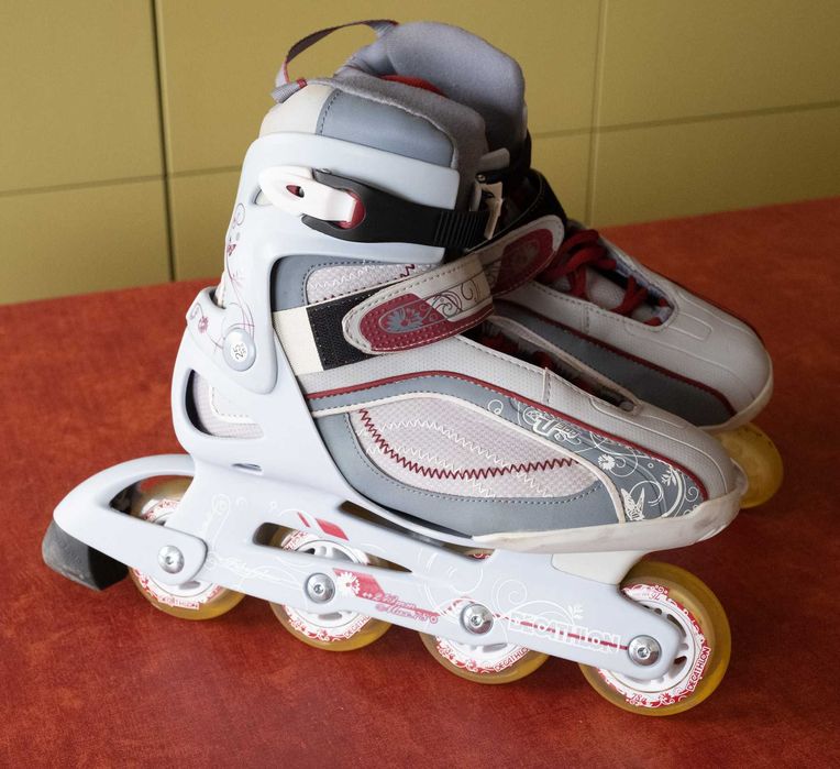 Patins em linha adulto mulher 39,5 + Protecções + Saco de transporte