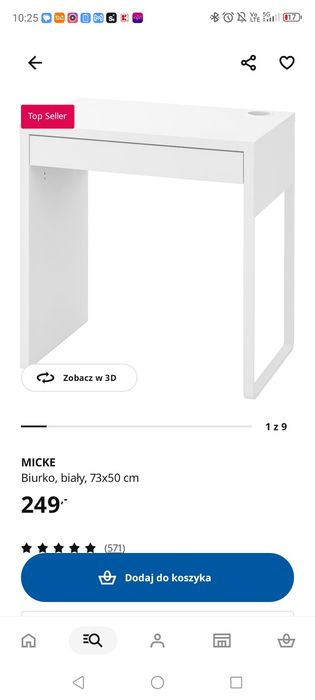 Biurko białe z szufladą Ikea