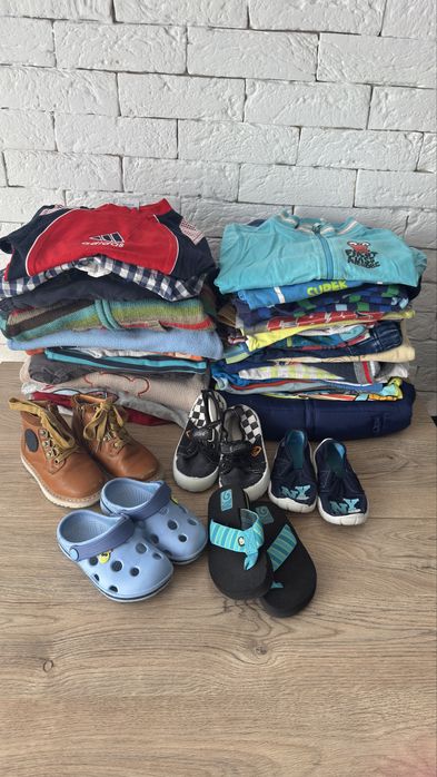 60 SZTUK ubrania dla chłopca zestaw paka 92 98 kozaki kurtka zimowa