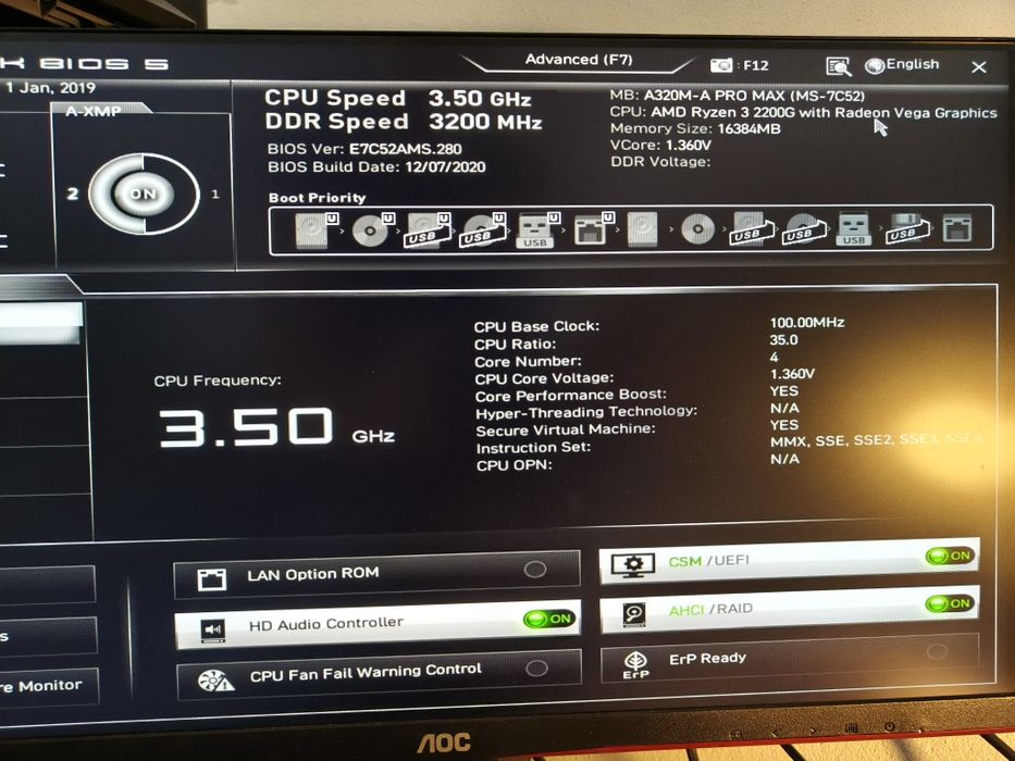 Motherboard MSI A320M-A PRO MAX