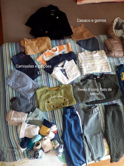 70 peças de roupa variada de bebé dos 9 aos 18 meses