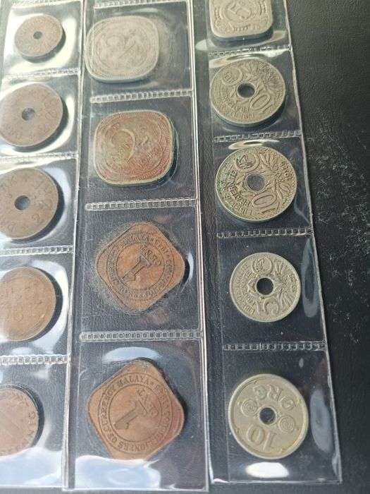 Moedas antigas - Holanda, Índia, Marrocos, estado unidos, Malásia