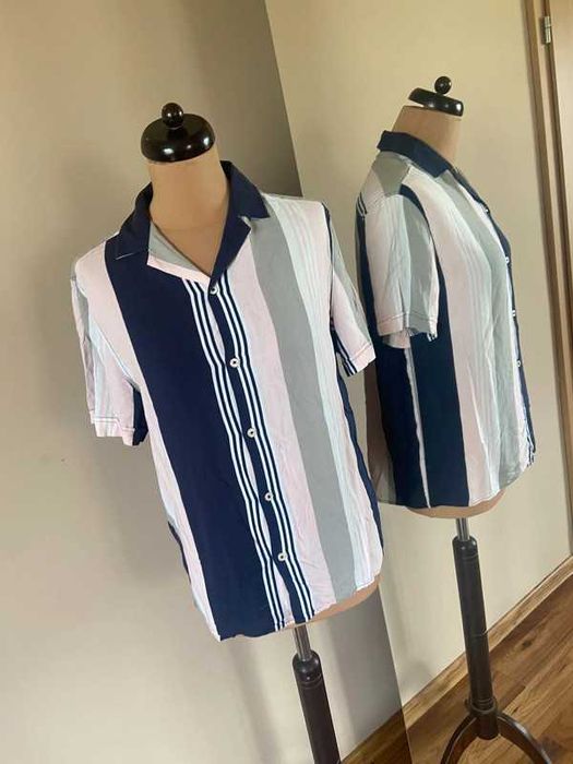 M l burton koszula unisex pasy pastele oversize 38 40