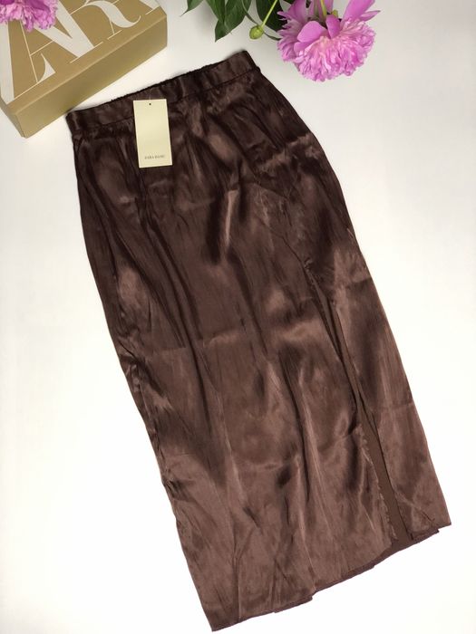 Плиссированная плиссе миди юбка с разрезом zara, новая! Размер: 36/S