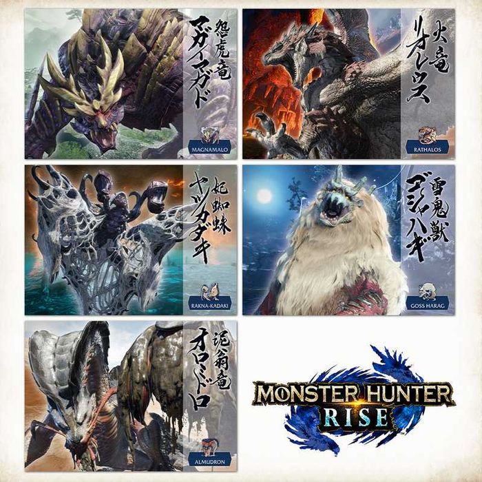 Zestaw 5 plakatów A4 Monster Hunter Rise – Nintendo Switch