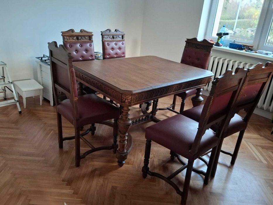 Stol Antyczny + 6 krzesel