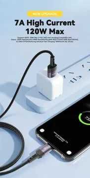 Nowy kabel USB-A do typu C 120 W, Długość 2m