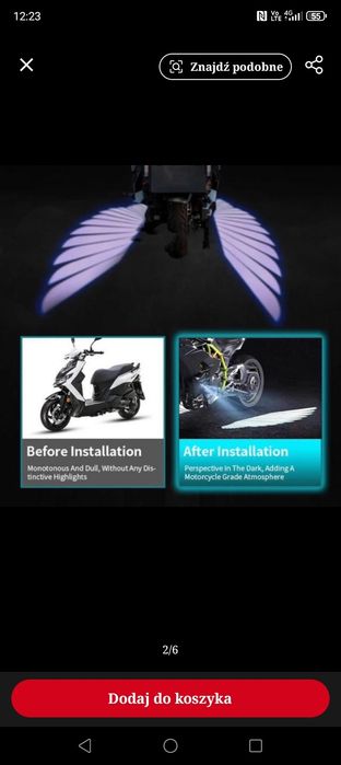Oświetlenie dodatkowe skrzydła anioła  moto skuter quad