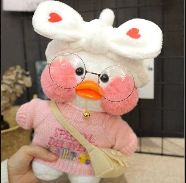 Жовта качка Лалафанфан каченя в окулярах  качечка  LaLafanfan в одязі