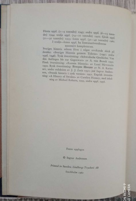 Sveriges historia (Dzieje Szwecji)
Ingvar Andersson 1960 r.