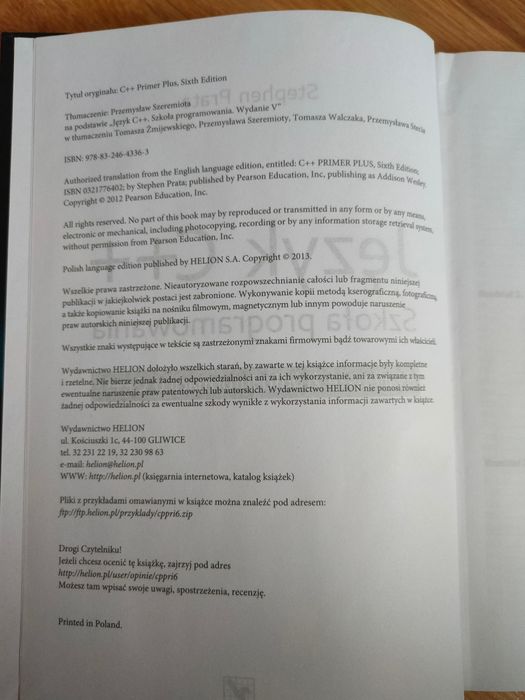 Język C++ szkoła programowania wydanie VI Stephen Prata