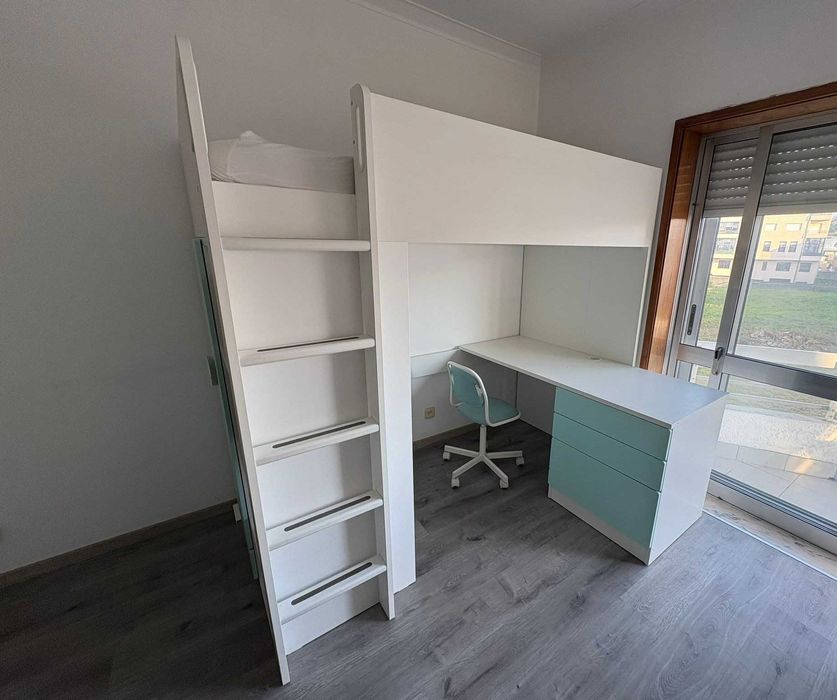 Cama alta com secretária 3 gavetas, Ikea SMASTAD