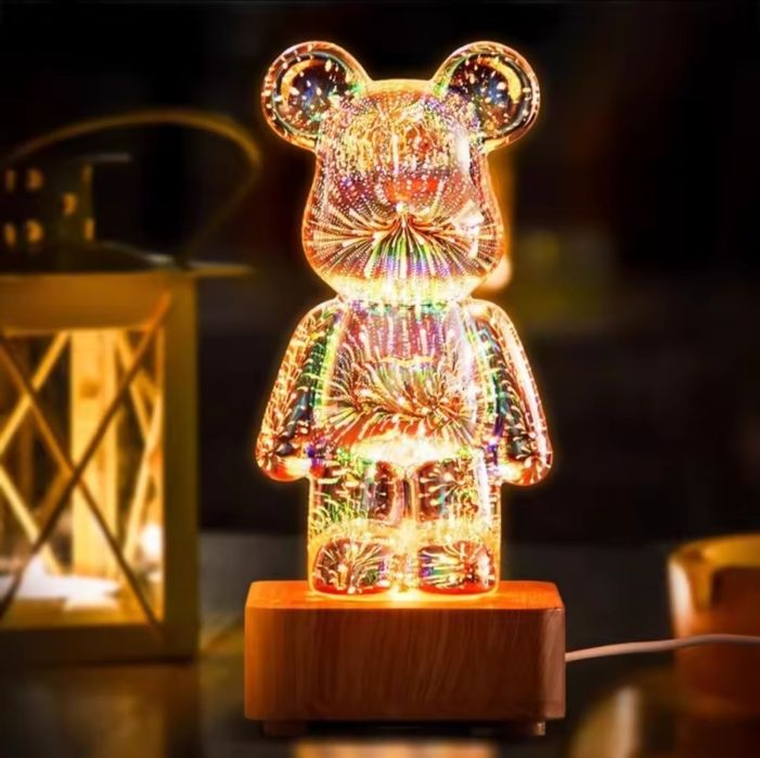 3D нічник світильник Bearbrick RGB 8 кольорів 20 см