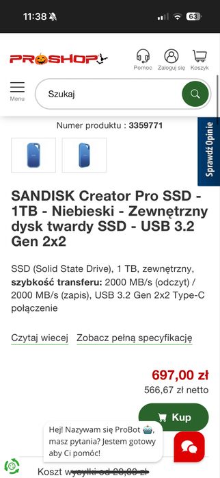 Sandisk Creator Pro SSD 1TB dysk twardy zewnętrzny nowy okazja!