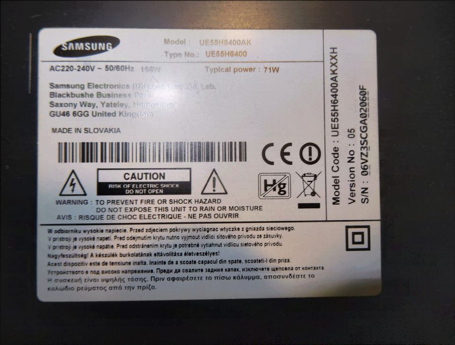 Samsung ue55h6400 Разбит дисплей. Разбираю.