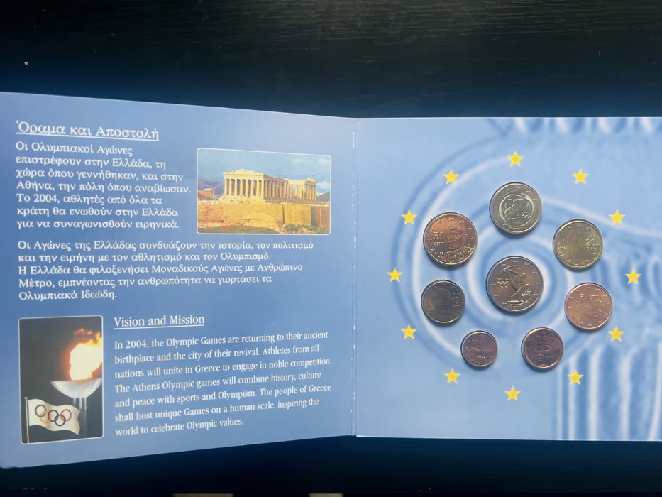 Carteira moedas euro set Grécia 2004 - Jogos Olímpicos