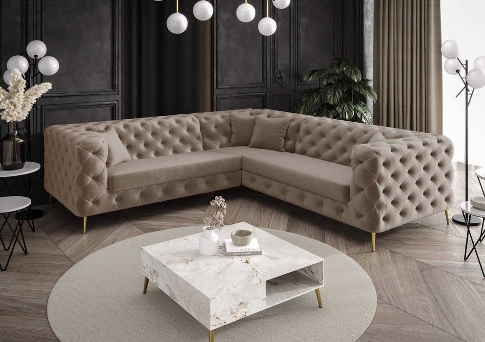 Narożnik Rogówka Boston Chesterfield Pikowany Luksusowy VeroLux