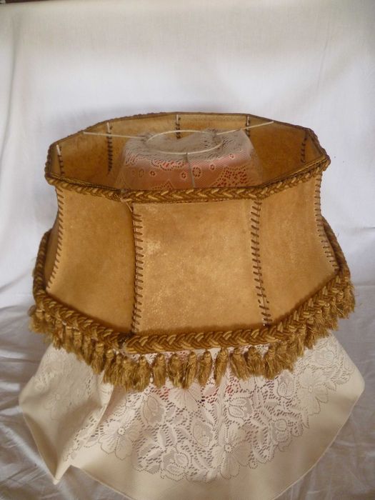 Abajur Candeeiro em Pele Ø 60cm ANTIGO anos 40 Alemanha Filme Museu