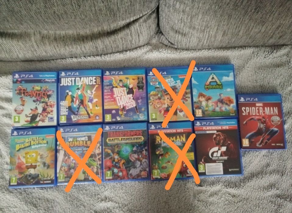 Gry na ps4, spiderman, transformers, battle bikini, just dance, GT,itp