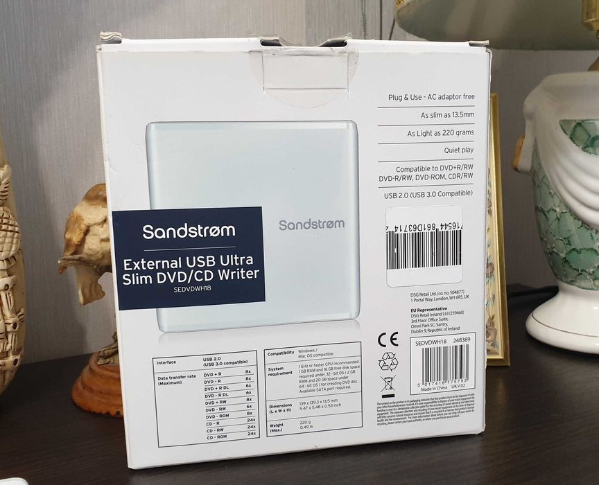 Новий зовнішній дисковод DVD/CD Sandstrøm Ultra Slim з Англії