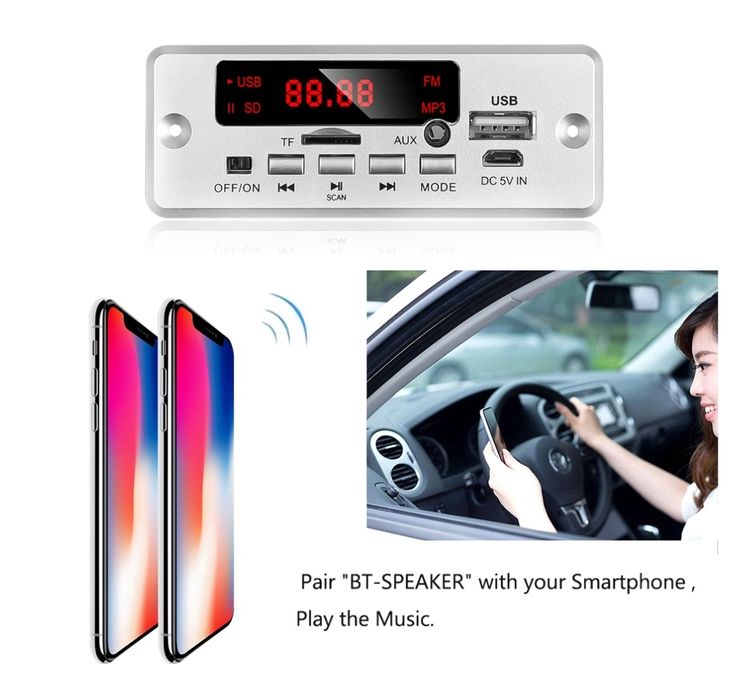 Блютуз панель 2*25 Вт підсилювач Bluetooth 5,0 mp3 плеер, TF, USB AUX,