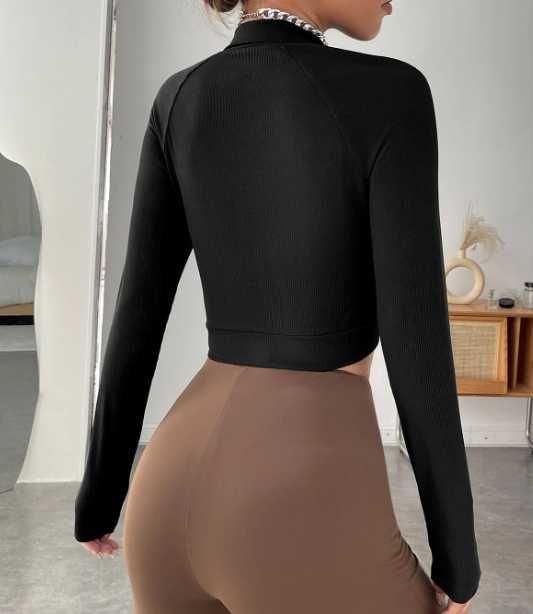 Bluza bluzka top z półgolfem na zamek długi rękaw M