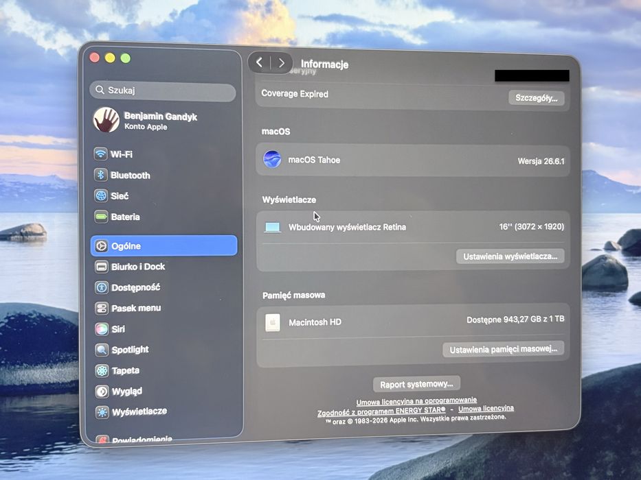 MacBook Pro 16-cali, 2019 z pudełkiem komplet