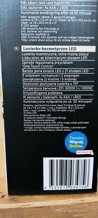 Lusterko kosmetyczne LED - nowe