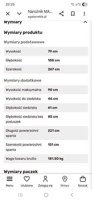 Kanapa narożna malaga