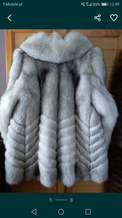 Futro z lisa srebrnego białego XXL  z czapką NIE WYSYŁAM