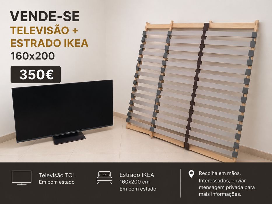 Televisao TCL LEd  + Estrado IKEA 160x200