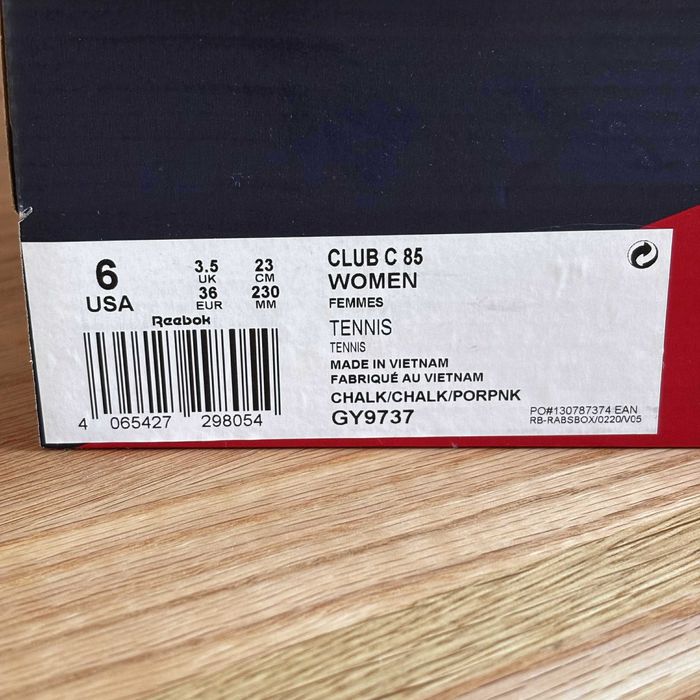 Buty damskie Reebok Club C 85 tennis białe z różowymi napisami