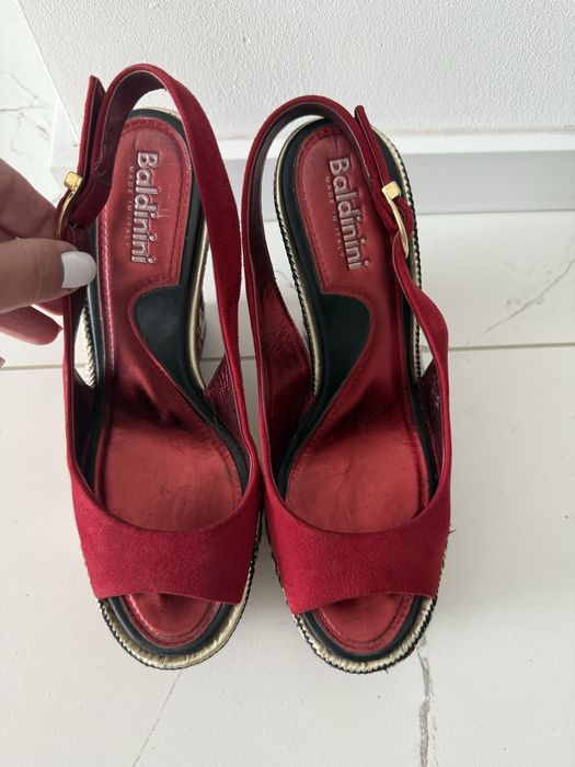 Baldinini koturny buty na platformie na koturnie czerwone złote r. 38