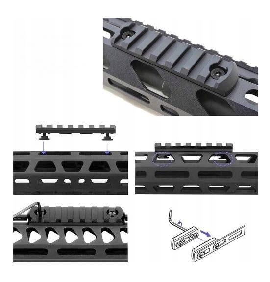 Zestaw 6 szyn M-LOK MLOK / Picatinny, RIS 20-22mm do AR15
