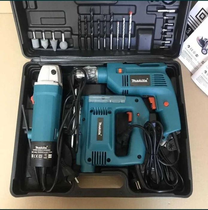 Набор инструментов Makita 3в1 Дрель лобзик болгарка. Макита інструмент