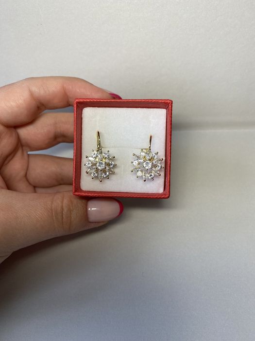 NOWE Kolczyki ślubne wiszące biżuteria ślubna złote