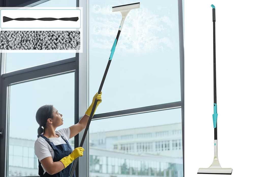 Ściągaczka myjka do okien szyb mikrofibra regulacja długa 160cm 2w1
