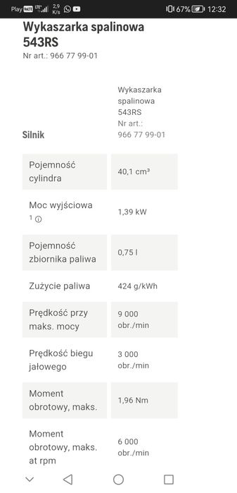 Husqvarna 543 RS professional podkaszarka.
