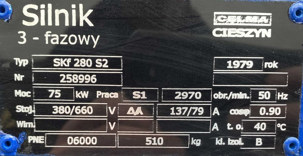 silnik elektryczny 75kW 2970obr. 3fazowy CELMA