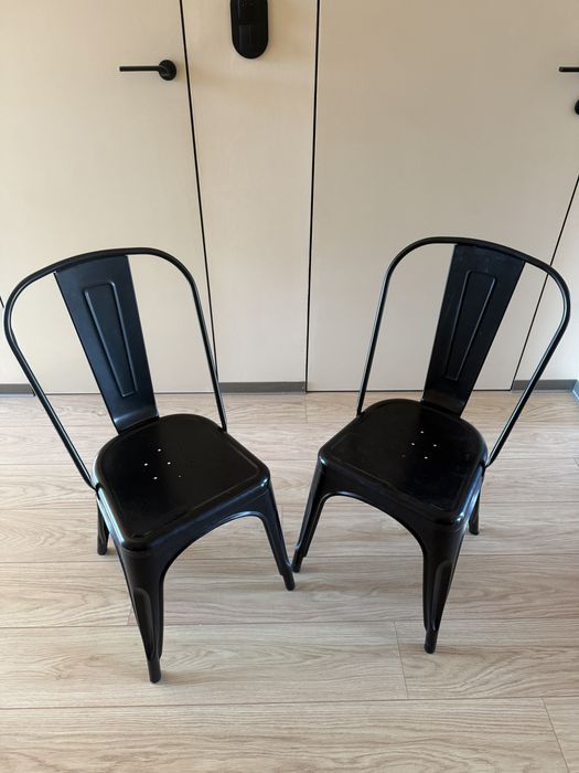Krzesło matelowe loft vintage czarne 2szt